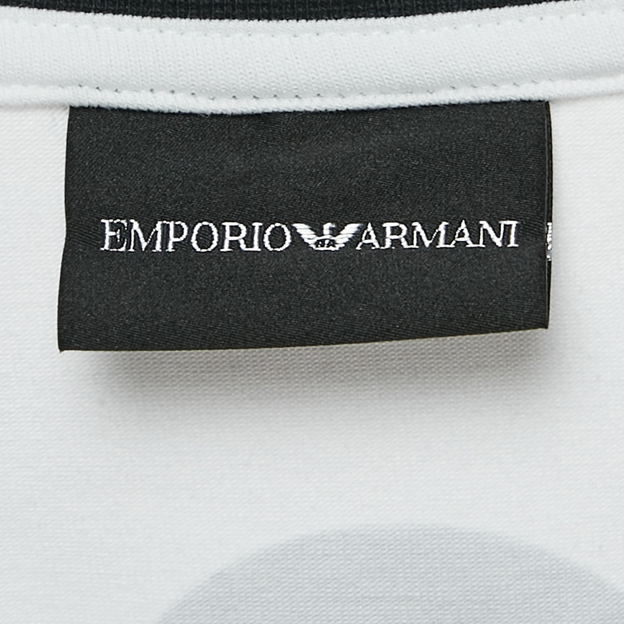 Emporio Armani White Logo Printed Cotton Crew Neck T-Shirt XXL 