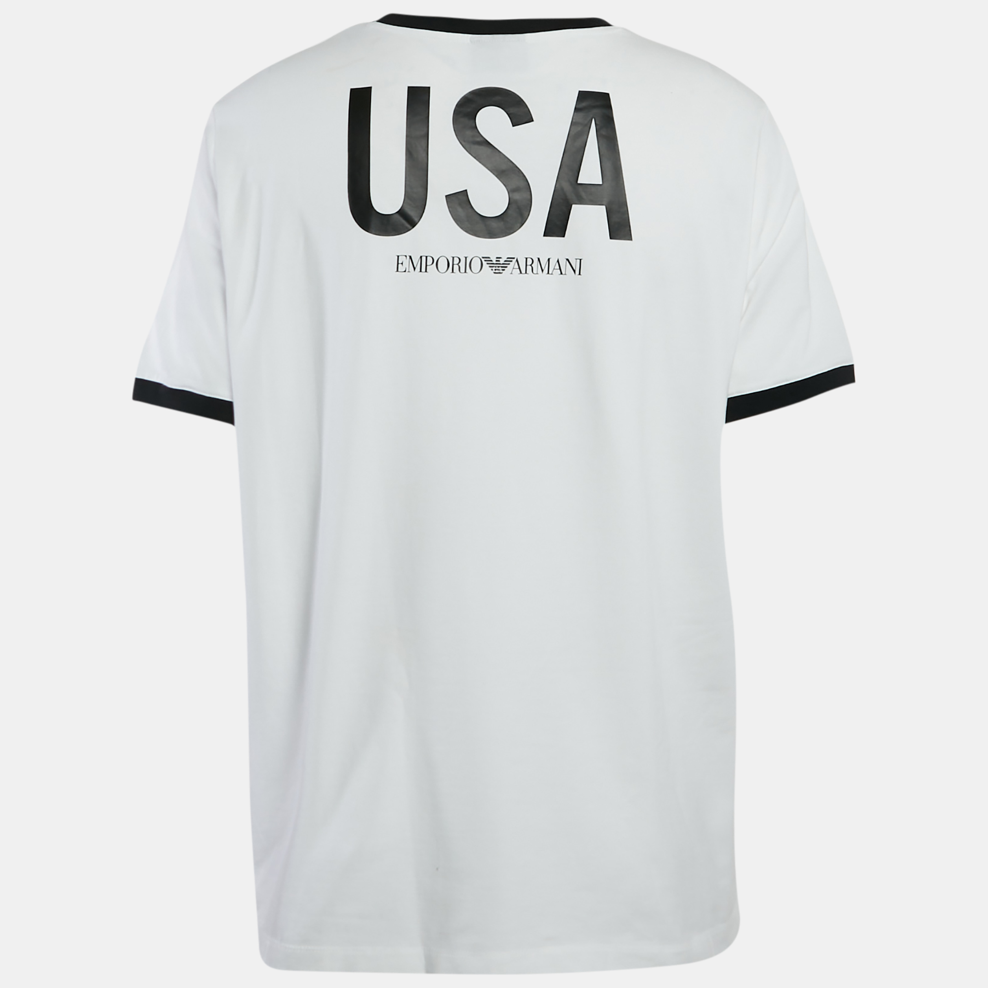 Emporio Armani White Logo Printed Cotton Crew Neck T-Shirt XXL 