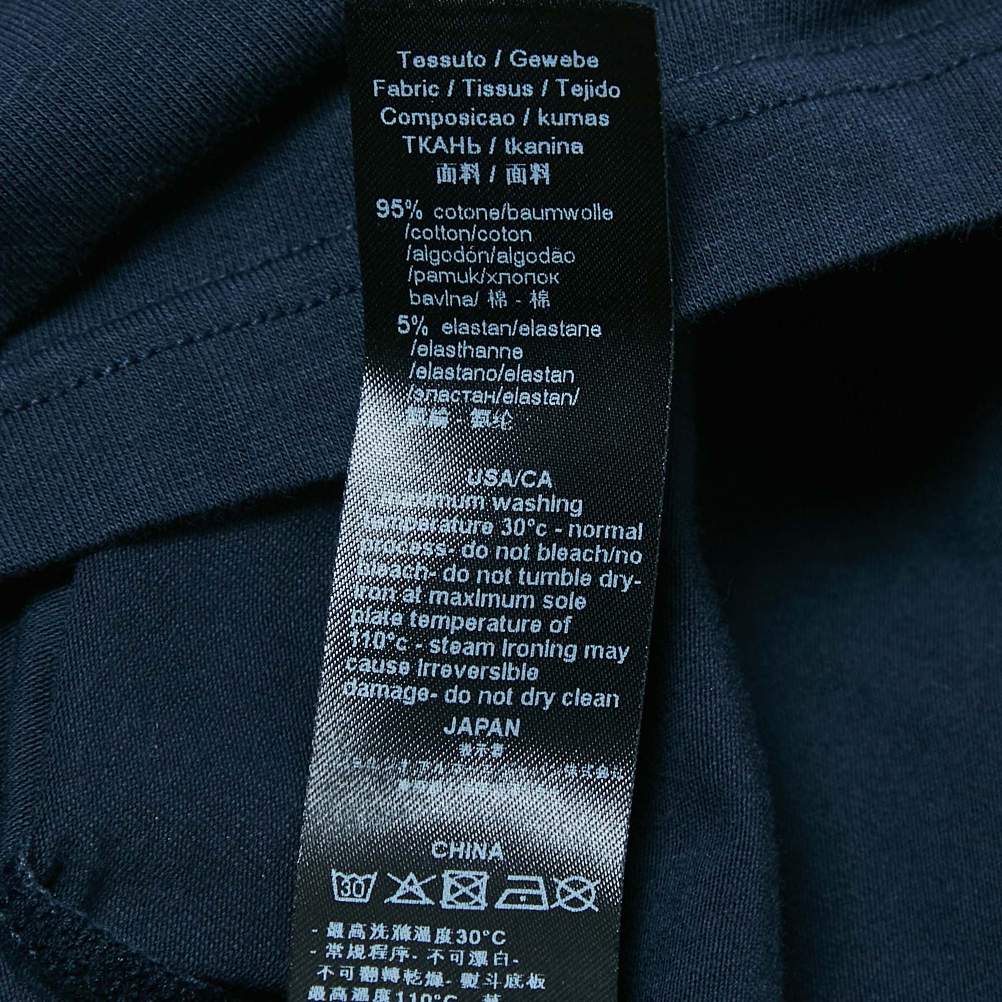 Emporio Armani Navy Blue Logo Printed Cotton Crew Neck T-Shirt XL 