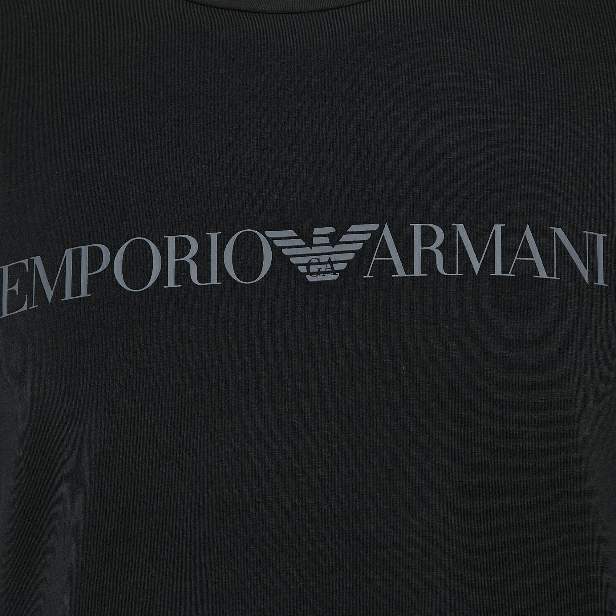 Emporio Armani Black Logo Print Jersey T-Shirt L 