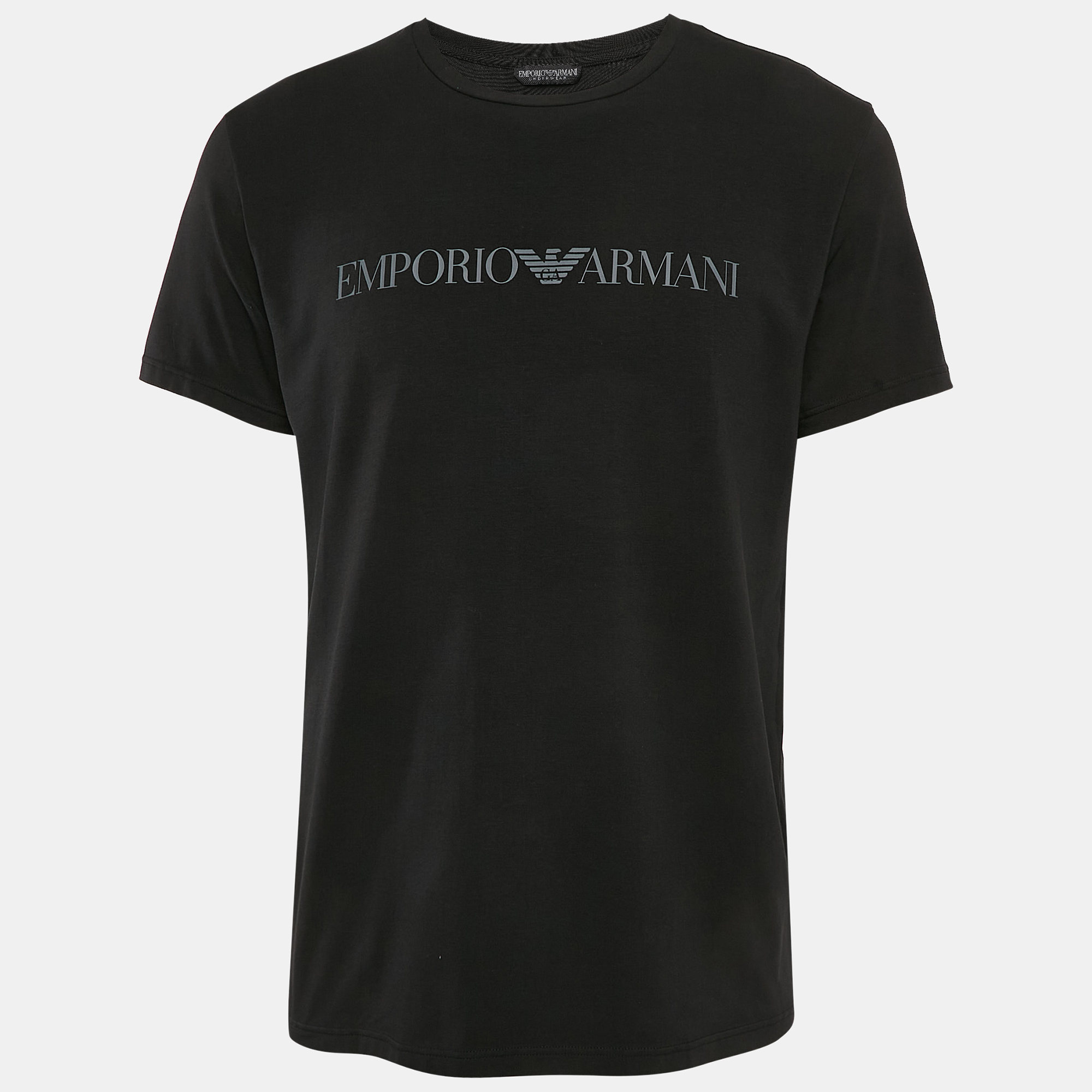 

Emporio Armani Black Logo Print Jersey T-Shirt L