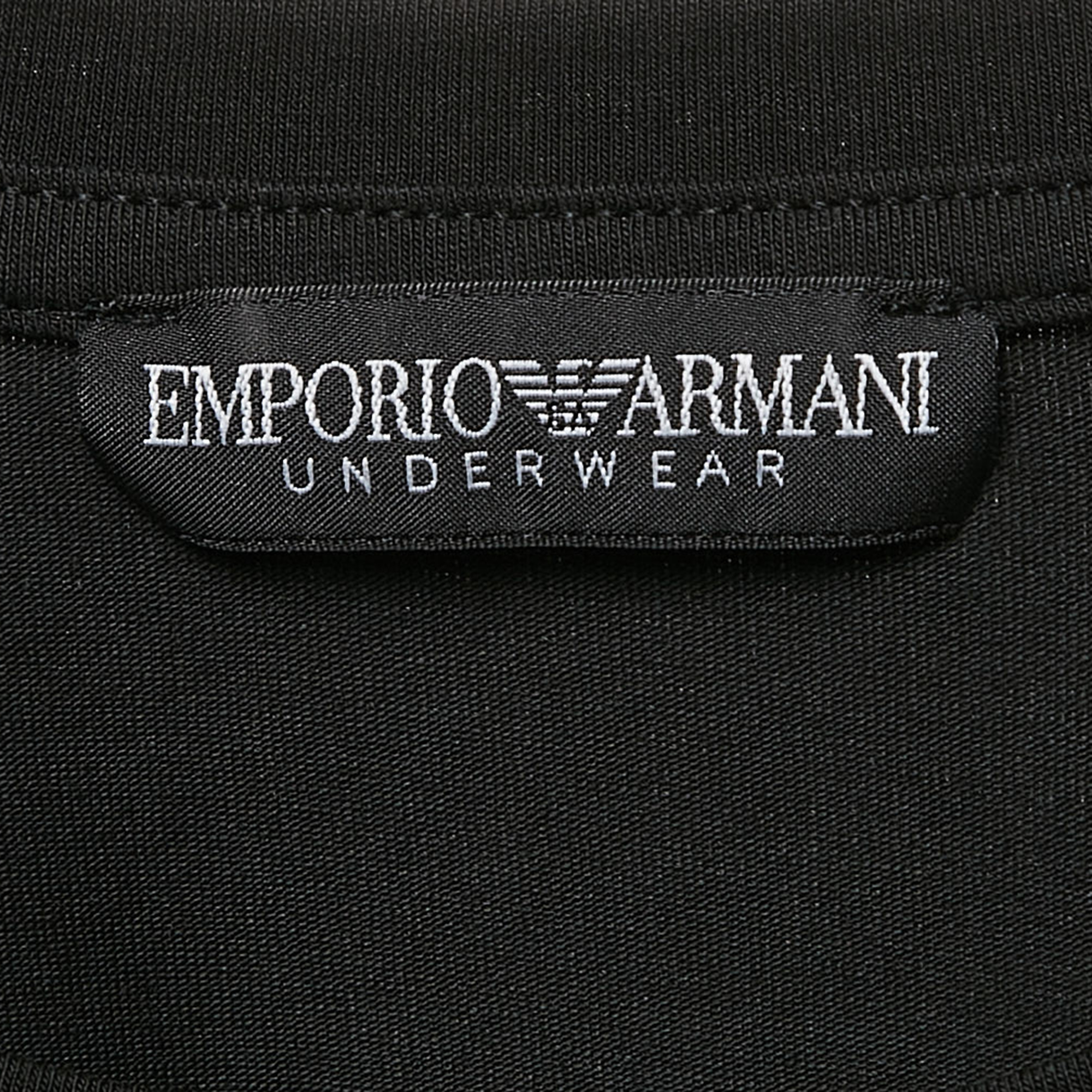 Emporio Armani Black Logo Print Jersey T-Shirt L 