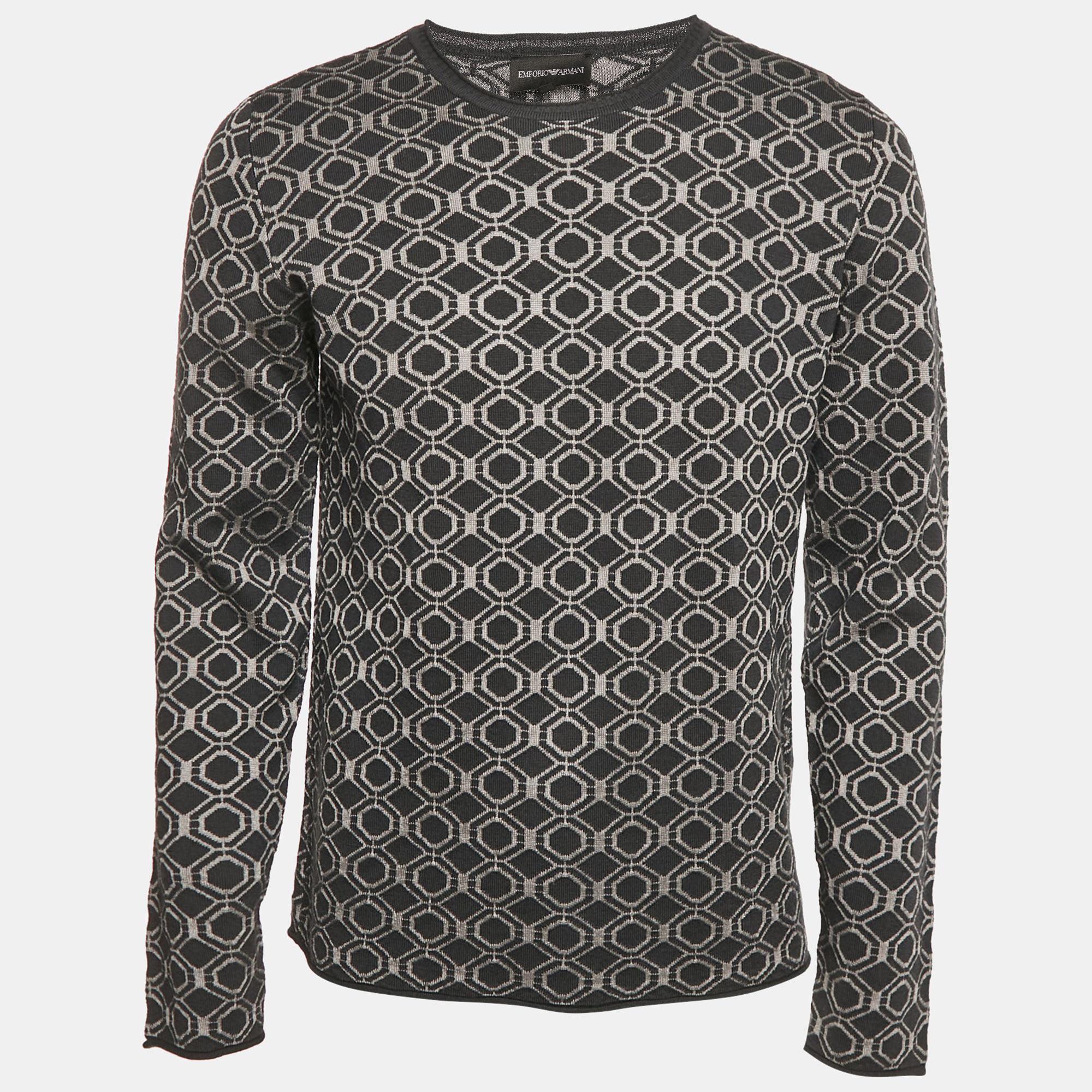 

Emporio Armani Grey Patterned Wool Crew Neck Sweatshirt XL
