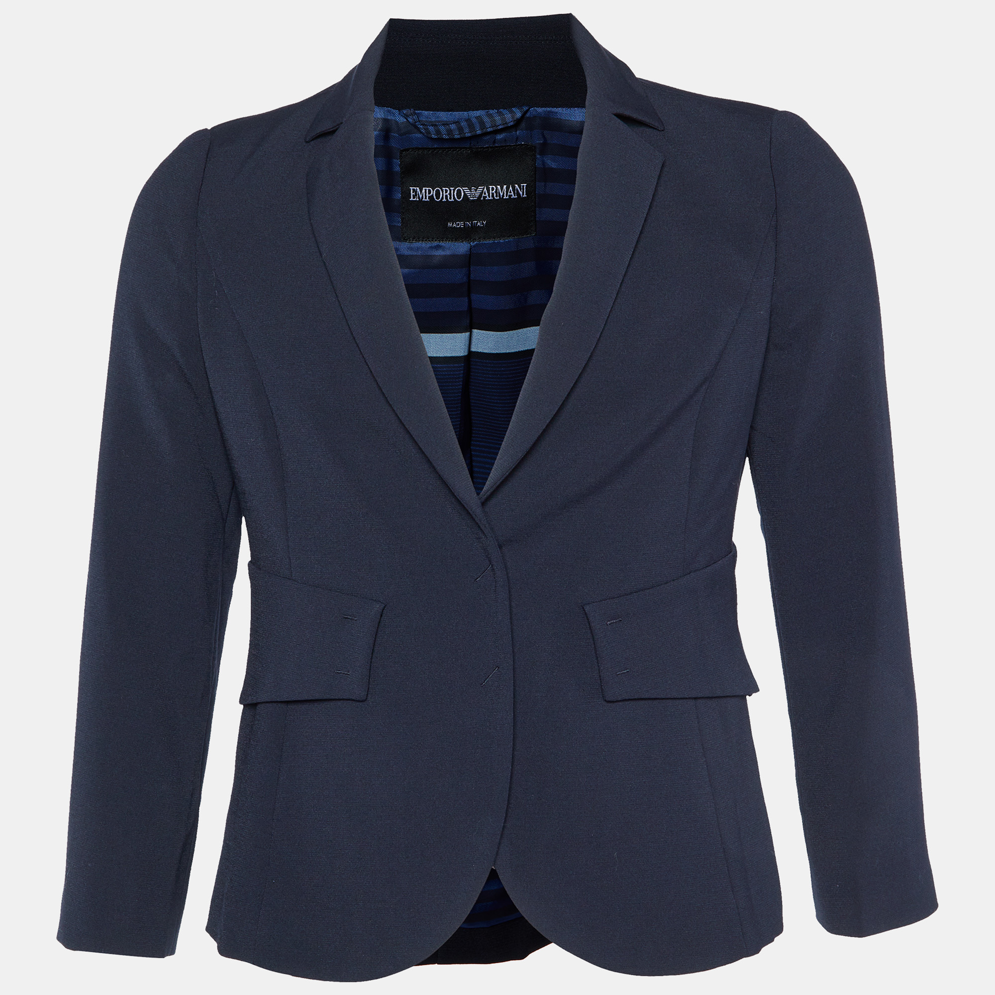 

Emporio Armani Navy Blue Crepe Button Front Blazer S