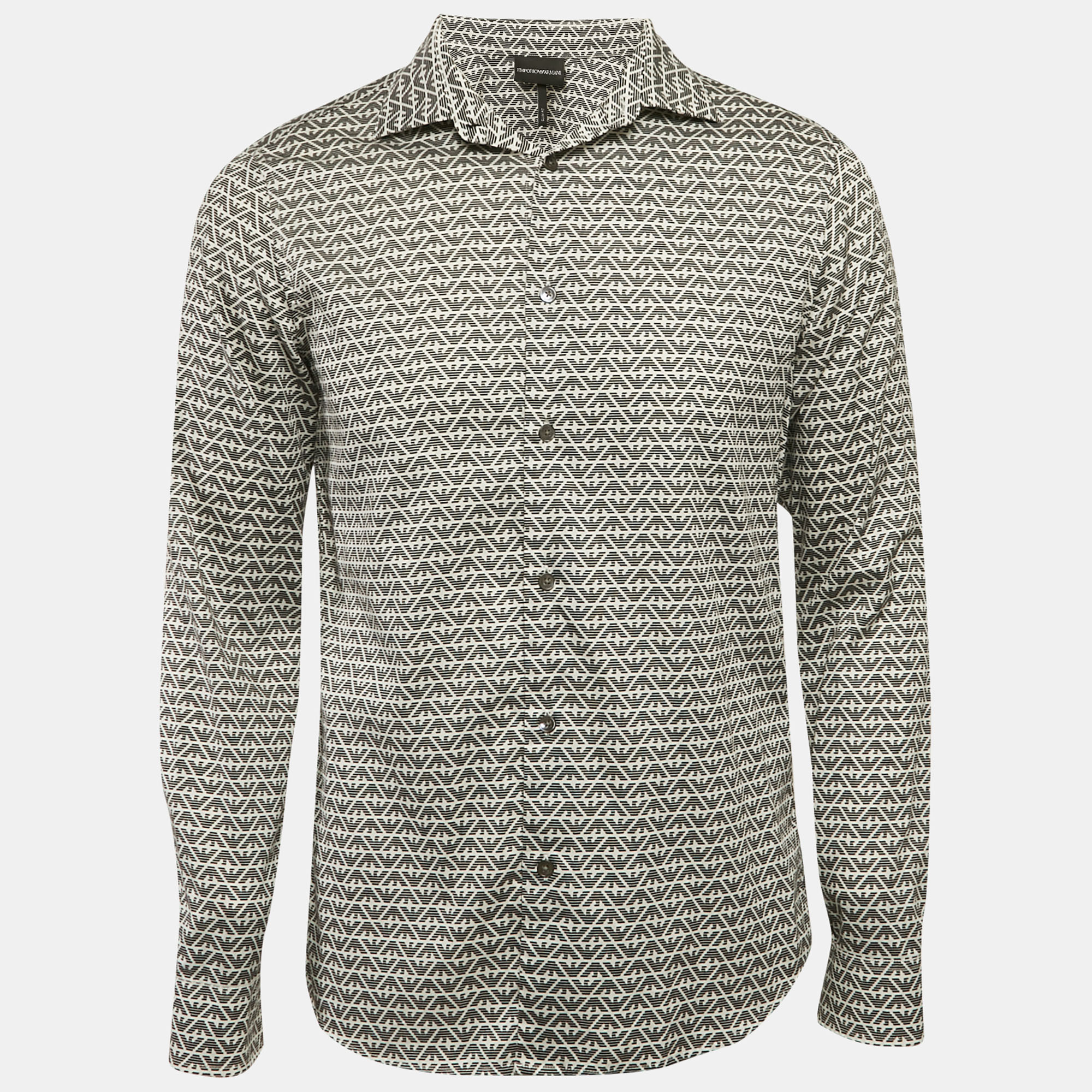 

Emporio Armani Black Logo Print Cotton Slim Fit Shirt L