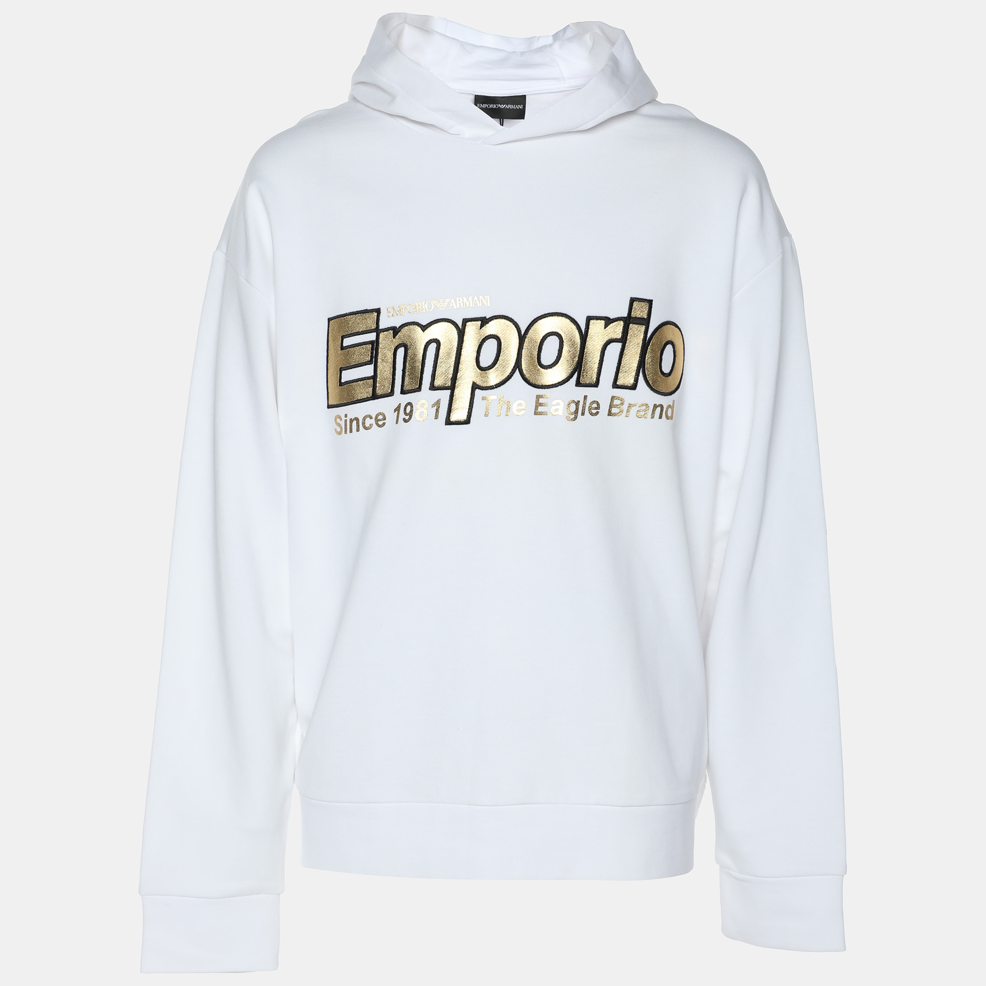 

Emporio Armani White Jersey Logo Print Hoodie XXL