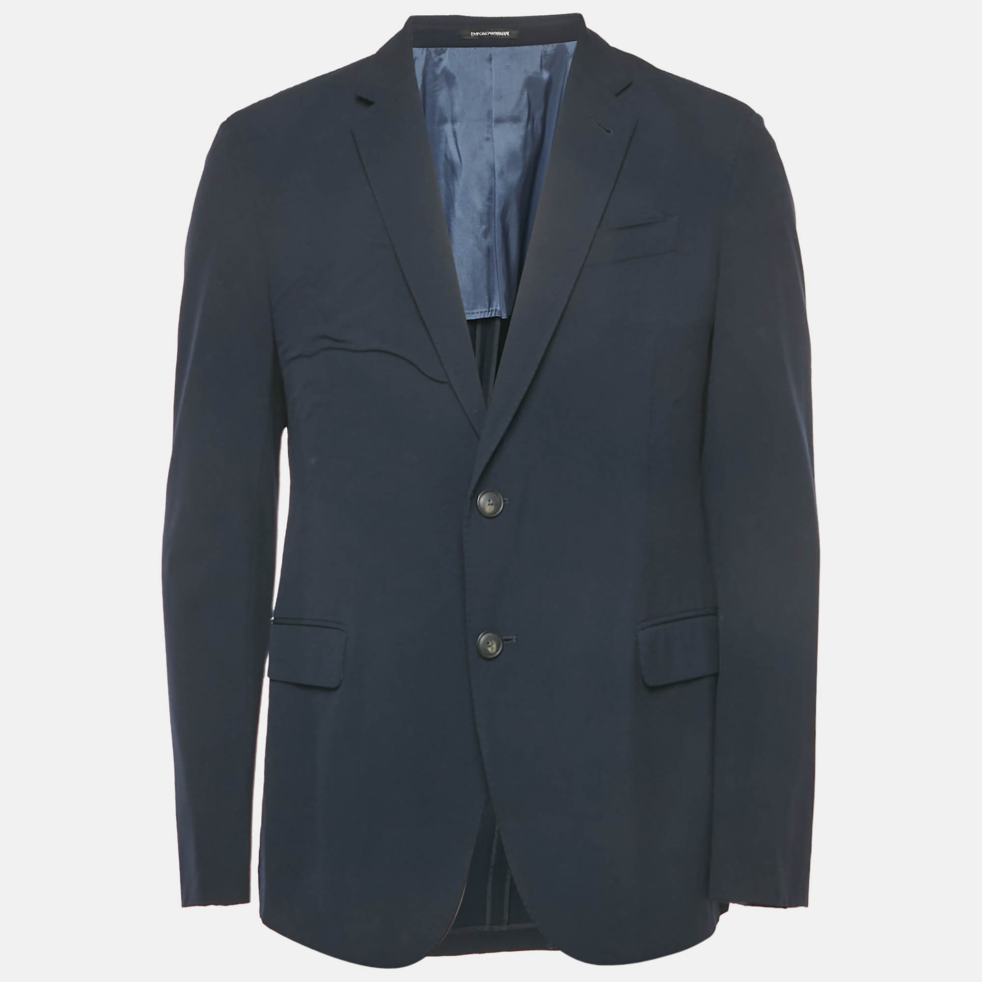 Pre-owned Emporio Armani Navy Blue Wool Sartorial Deco Suit S