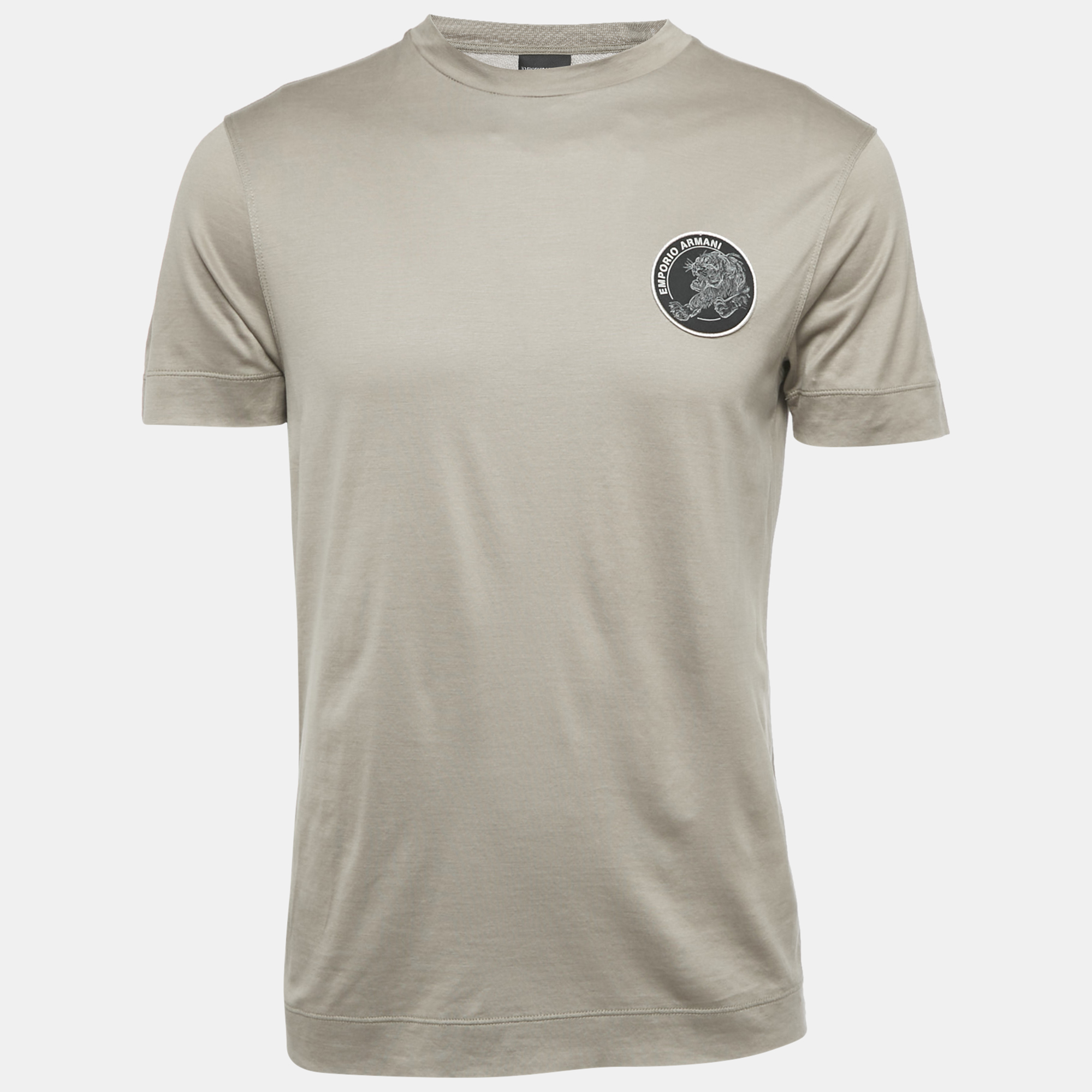 

Emporio Armani Grey Knit Logo Patch Detail Crew Neck T-Shirt M