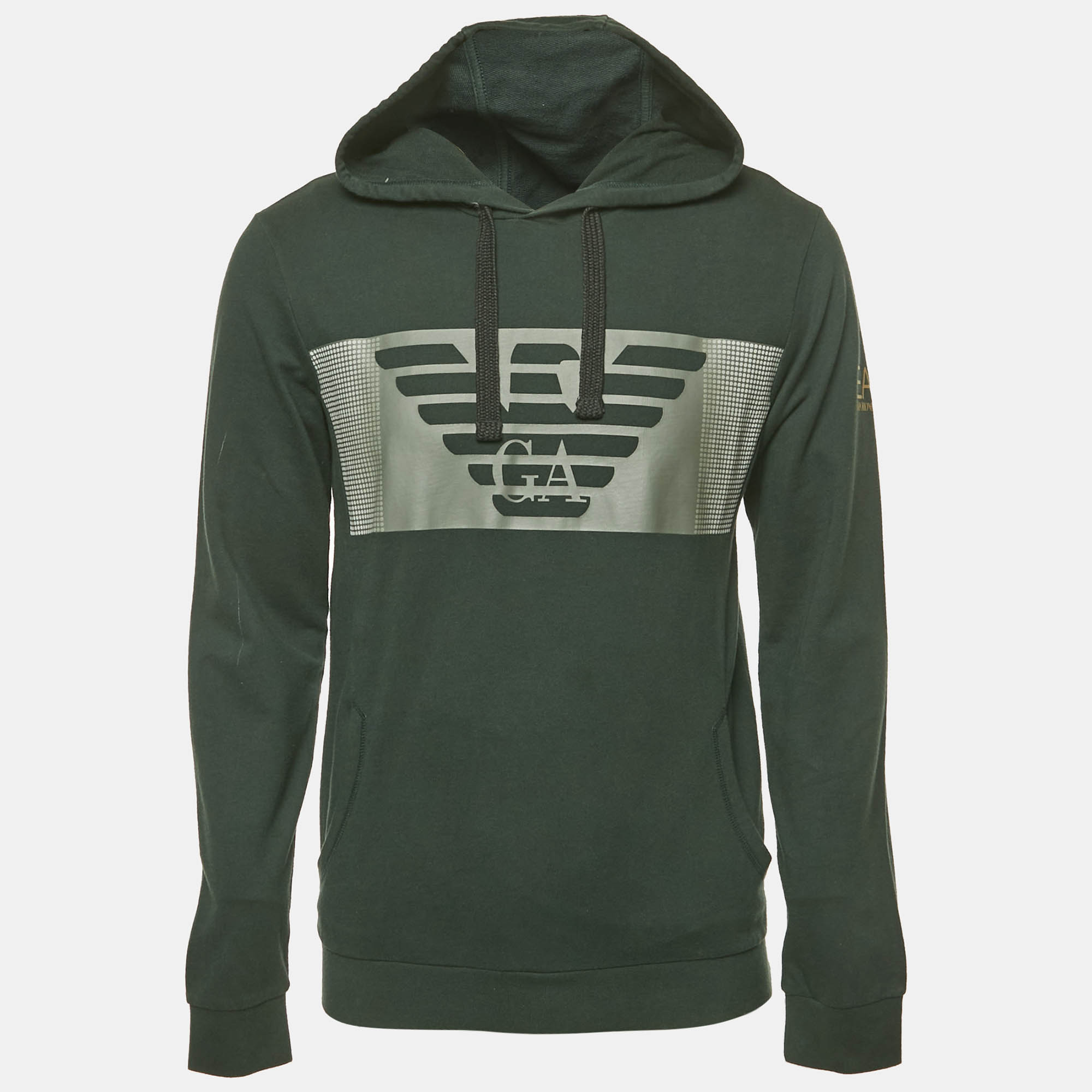 

Emporio Armani Green Logo Print Cotton Hoodie M