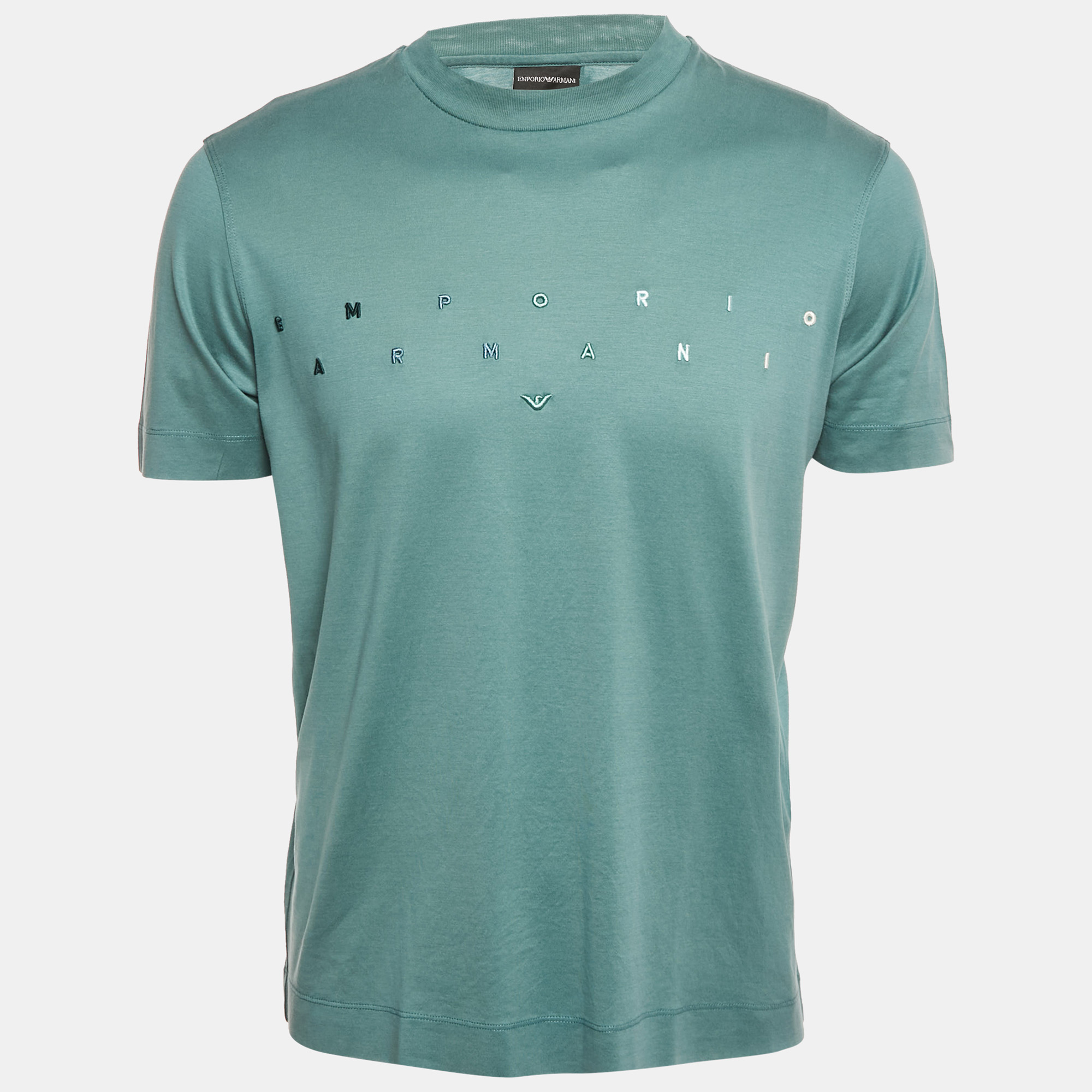 

Emporio Armani Blue Logo Embroidered Jersey T-Shirt S