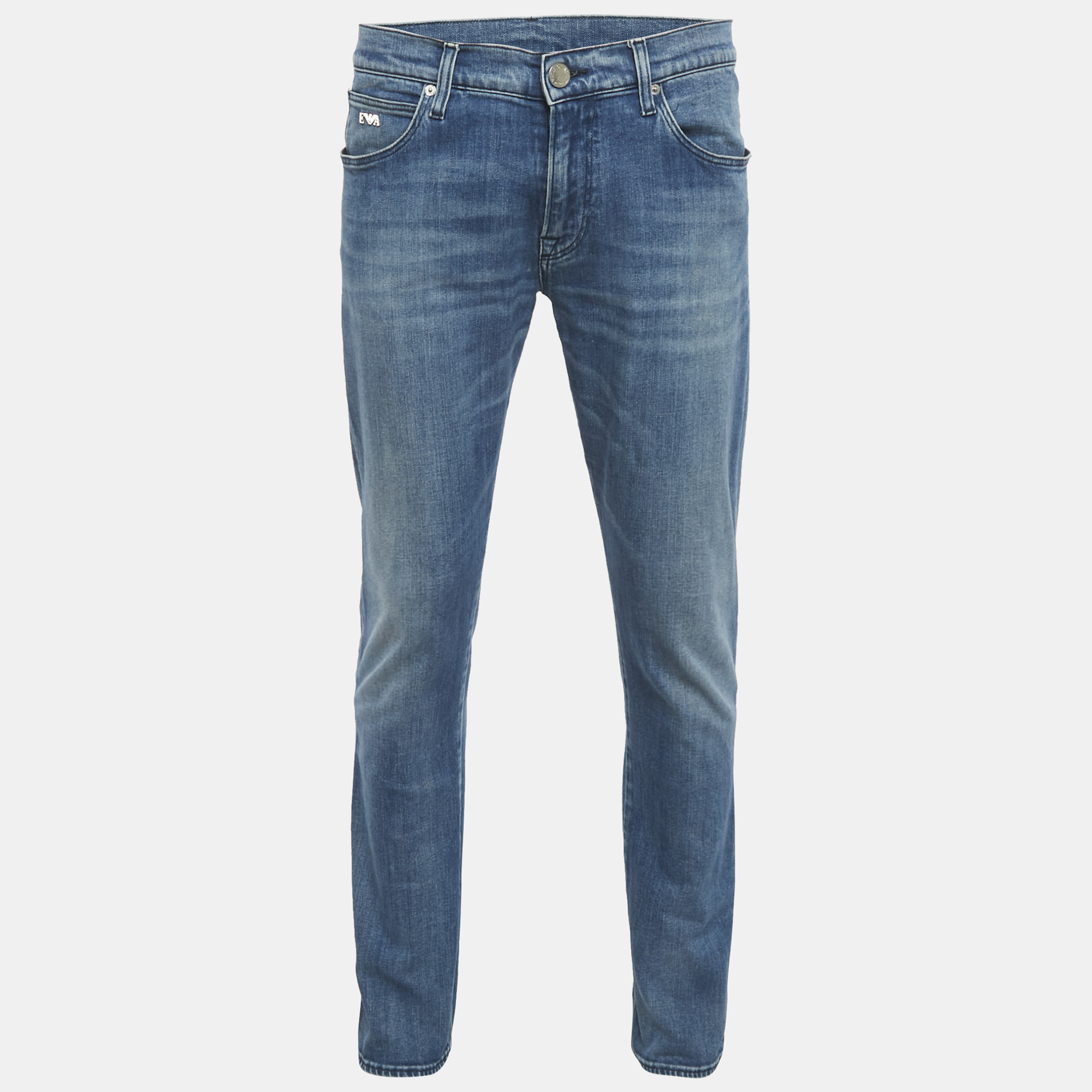 Pre-owned Emporio Armani Blue Denim Straight Fit Jeans M Waist 33"