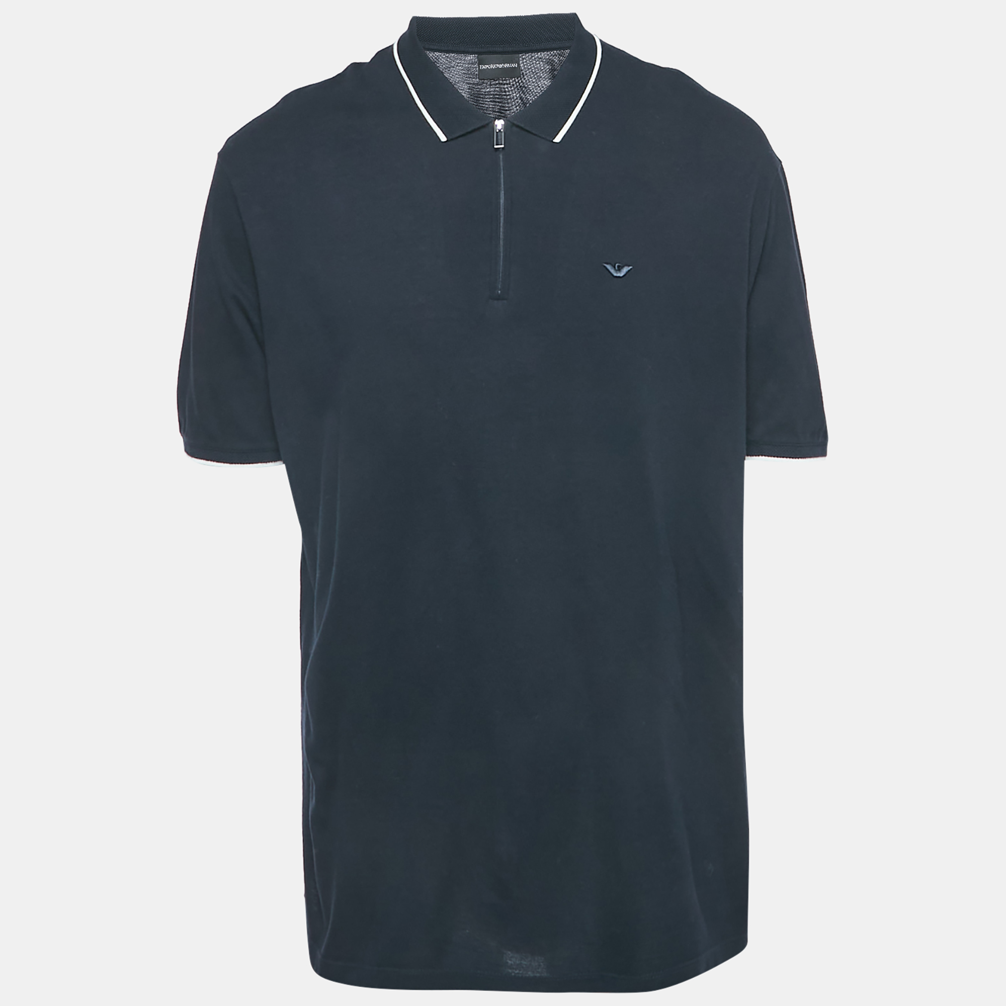 

Emporio Armani Navy Blue Logo Embroidered Cotton Zip Up Polo T-Shirt XXXL