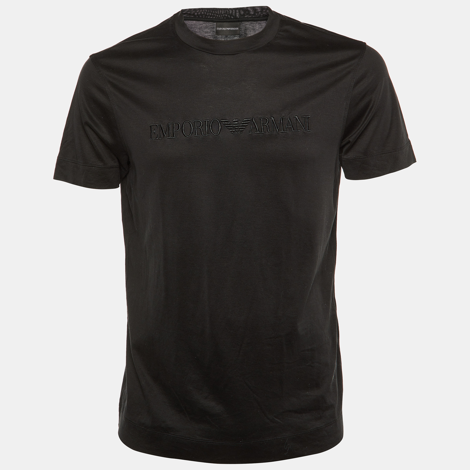 

Emporio Armani Black Logo Embroidered Jersey Crew Neck T-Shirt L