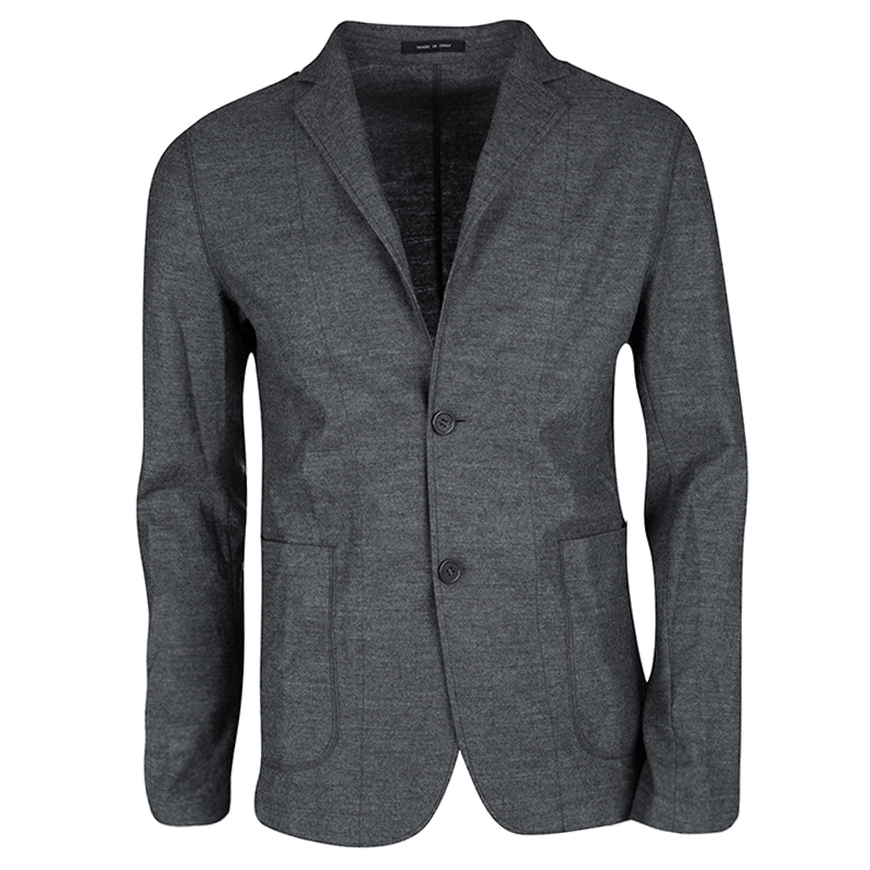 Pre Owned Emporio Armani Grey Wool Jacket M