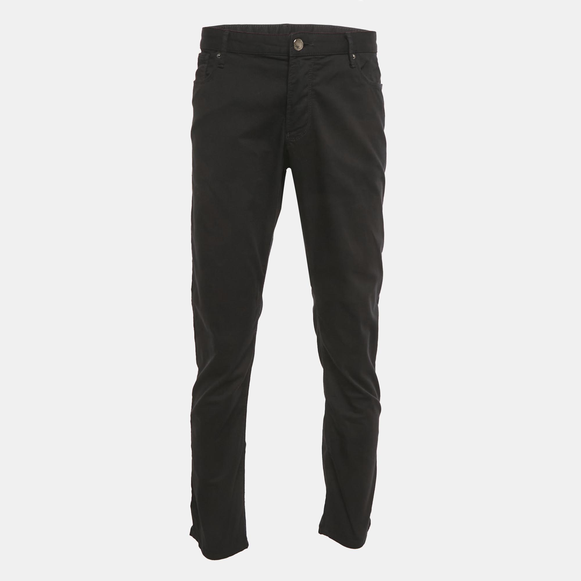 Click to view more detailed imagery on our partner's website Pre-owned Emporio Armani Black Cotton Formal Pants Xxl