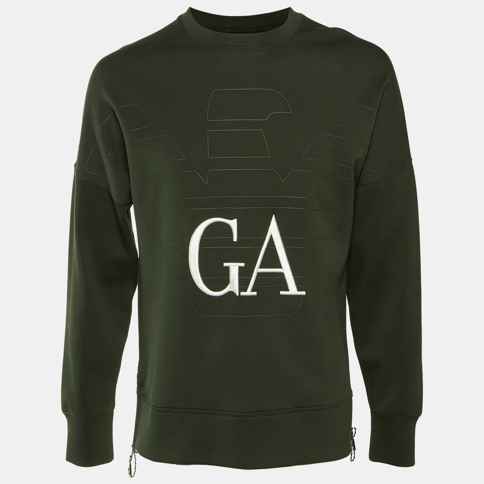 

Emporio Armani Green Jersey Logo Embroidered Sweatshirt S