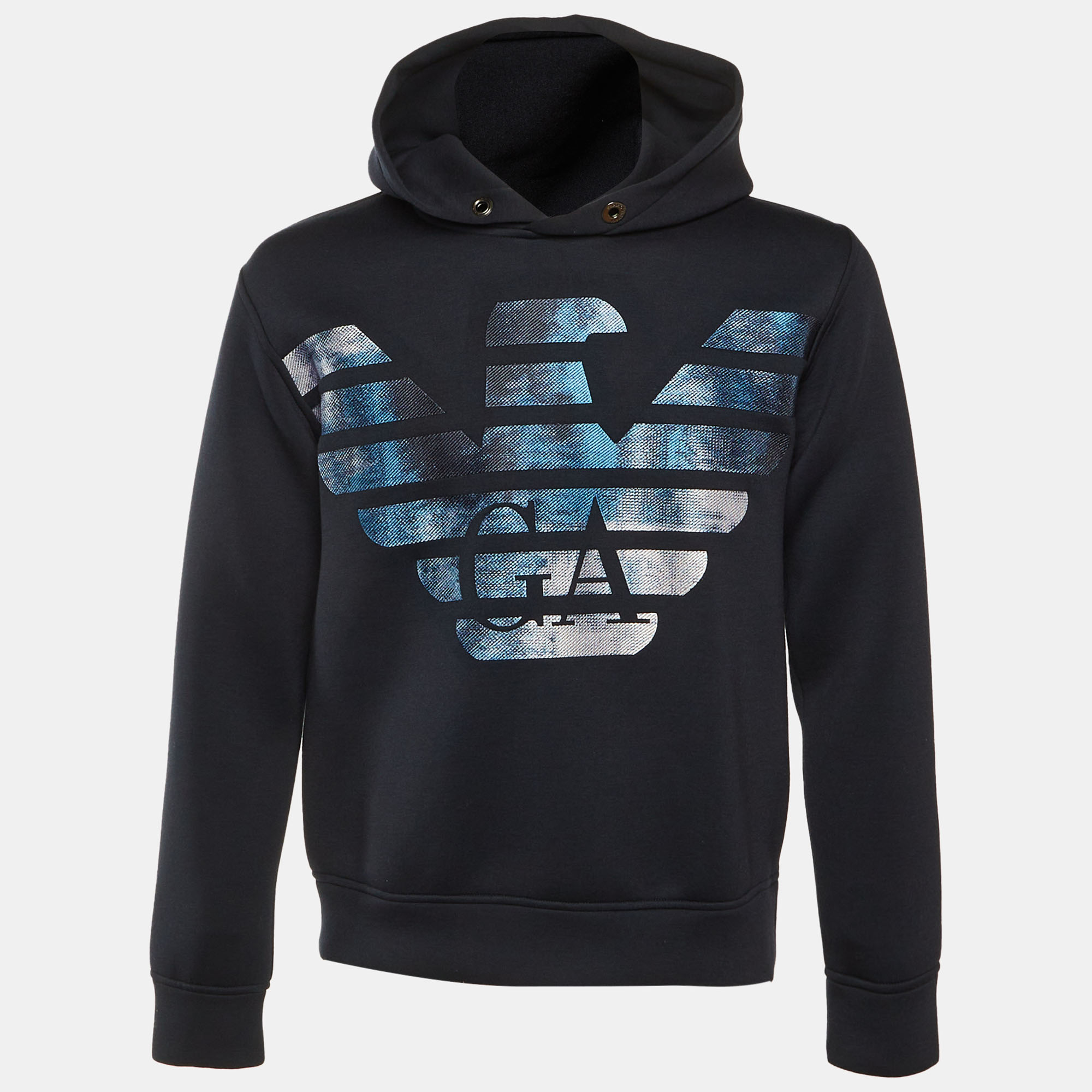 

Emporio Armani Midnight Blue Jersey Logo Embroidered Hoodie S, Navy blue