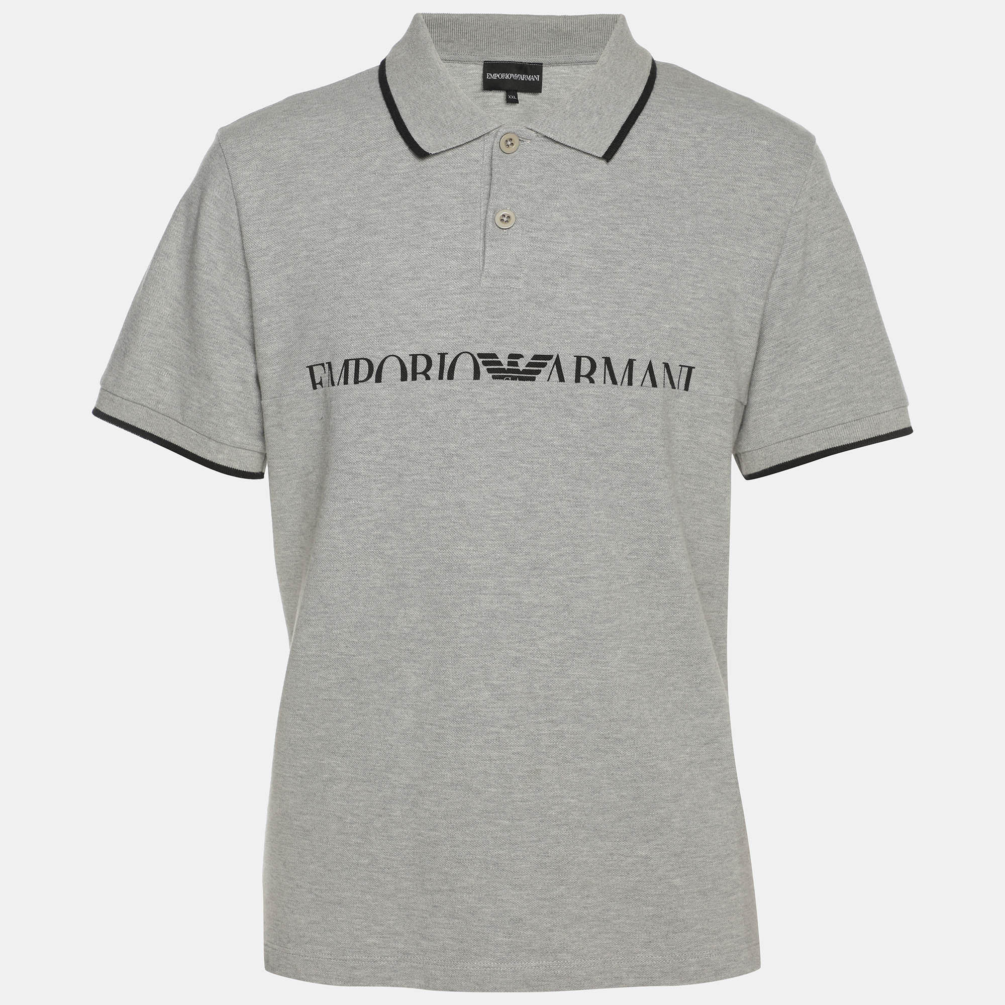 

Emporio Armani Grey Jersey Polo T-Shirt