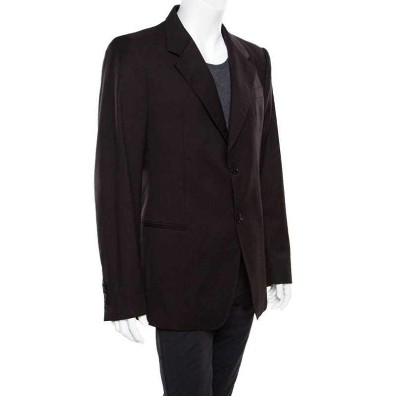 

Emporio Armani Brown Pinstriped Wool Josh Line Tailored Blazer 3XL