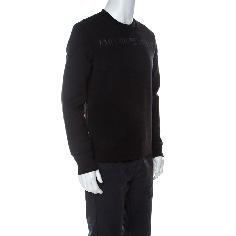 

Emporio Armani Black Knit Side Zip Detail Sweatshirt