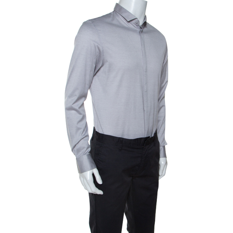 

Emporio Armani Grey Knit Button Front Shirt