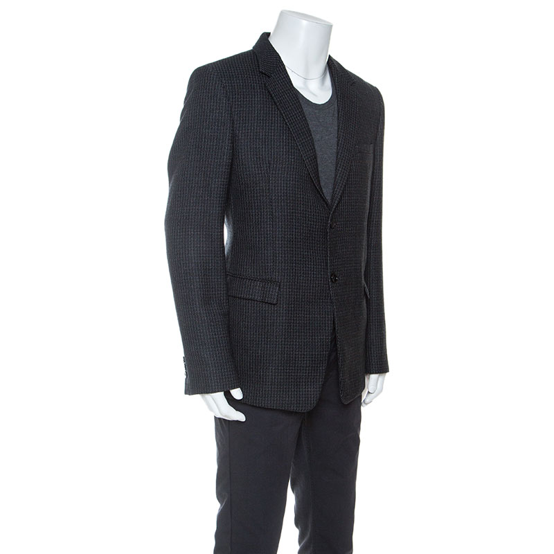 

Emporio Armani Black Wool Knit David Line Blazer 3XL