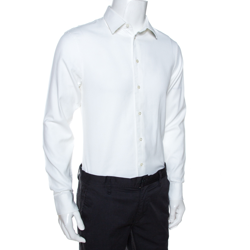 

Emporio Armani White Textured Cotton Long Sleeve Shirt