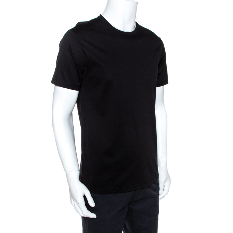 

Emporio Armani Black Embossed Logo Print Crew Neck T-Shirt