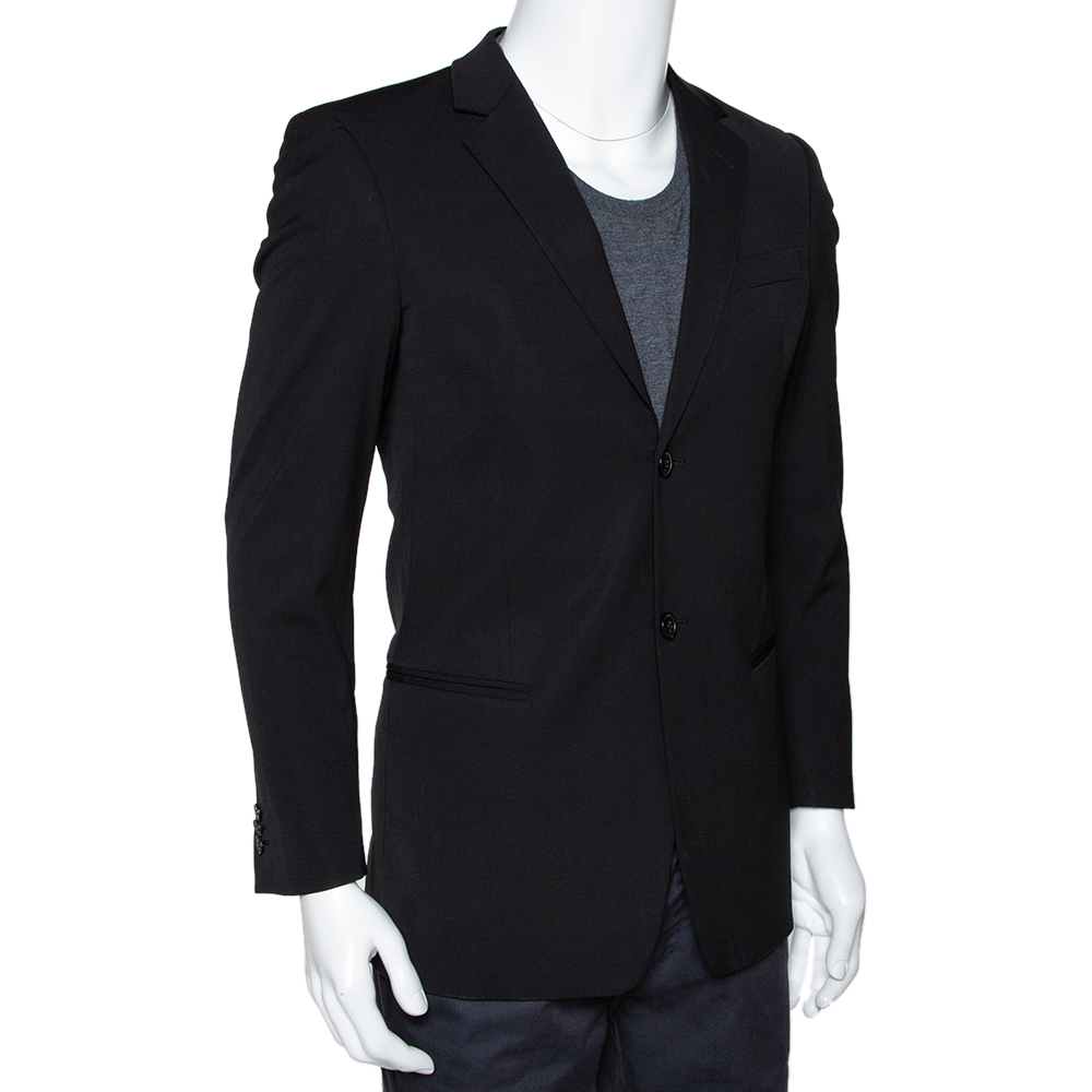 

Emporio Armani Black Stretch Wool Sean Line Blazer