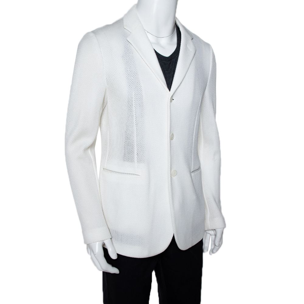 

Emporio Armani White Mesh Robert Line Slim Fit Jacket