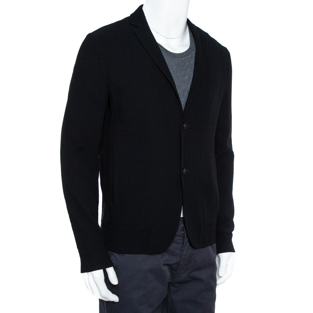 

Emporio Armani Black Stretch Wool Two Button Blazer