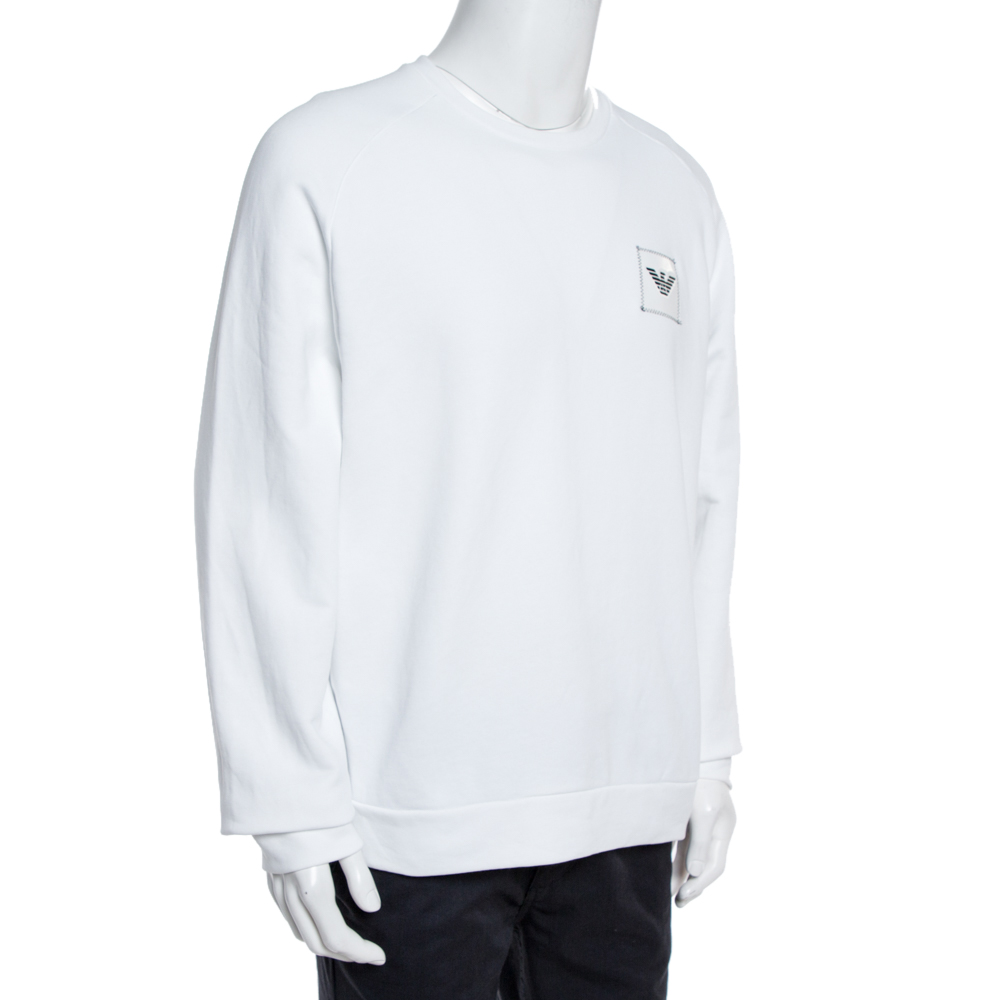 

Emporio Armani White Cotton Logo Patch Sweatshirt
