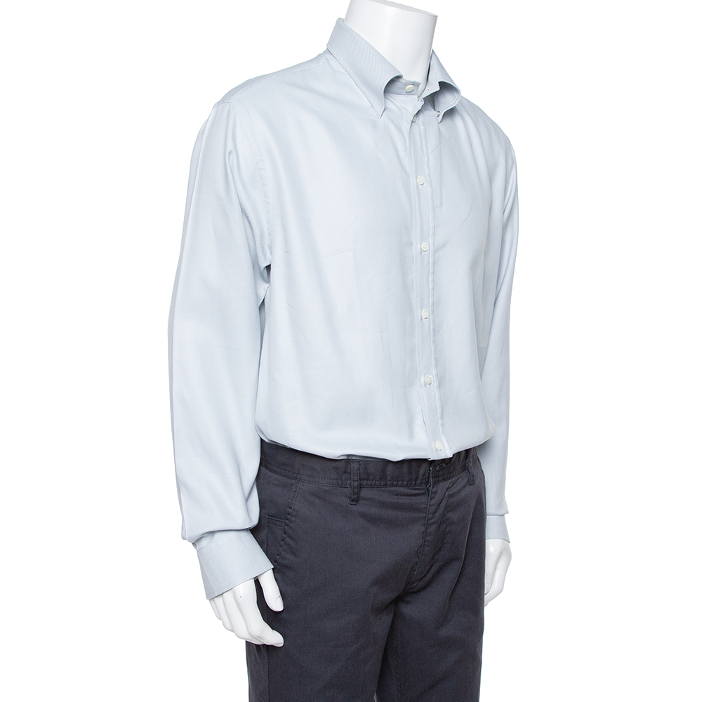 

Emporio Armani Pale Grey Cotton Long Sleeve Shirt