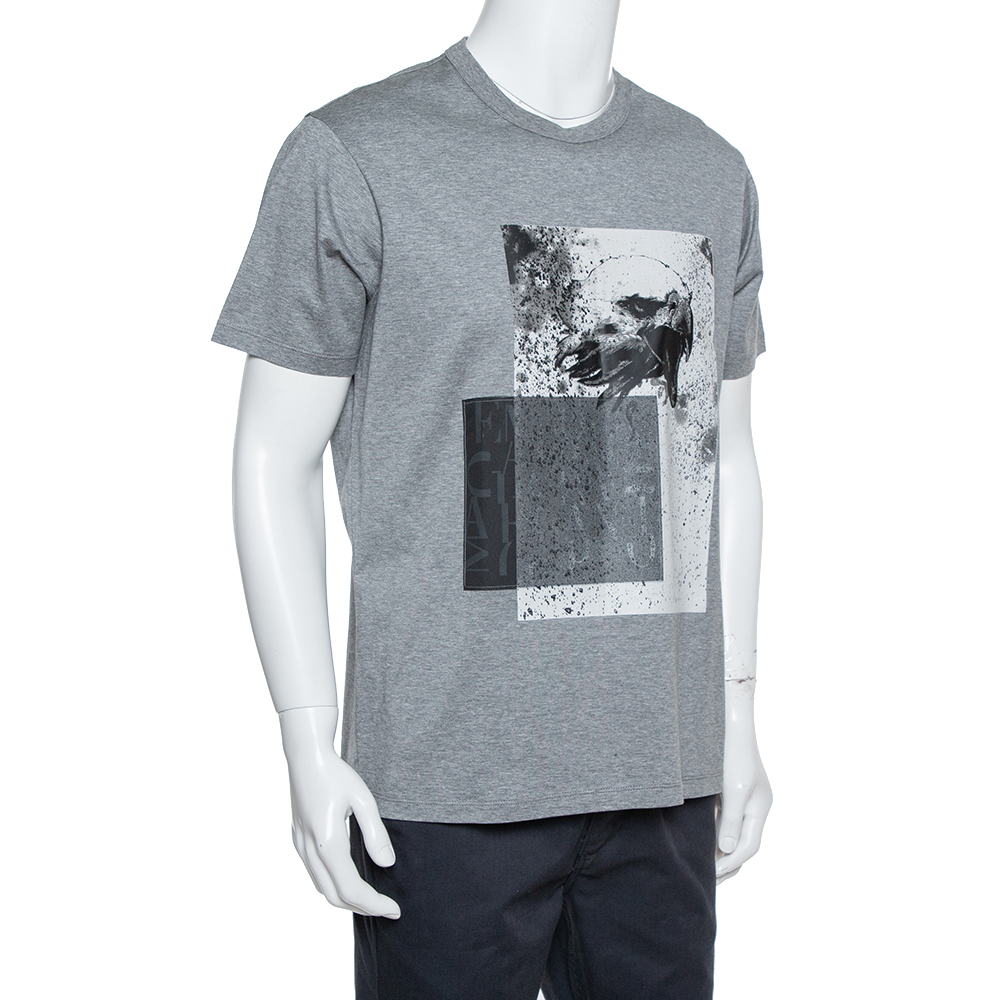 

Emporio Armani Grey Abstract Printed Cotton Roundneck T-Shirt