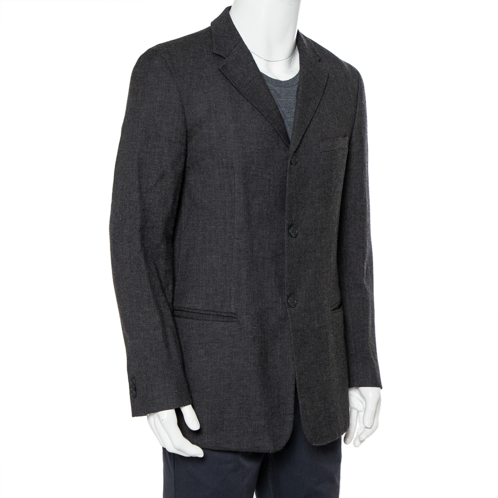 

Emporio Armani Charcoal Grey Wool Button Front Blazer