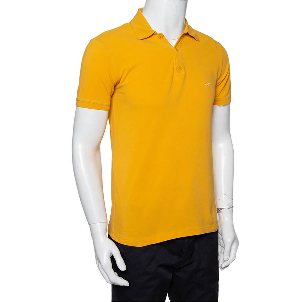 

Emporio Armani Mustard Yellow Cotton Polo T-Shirt