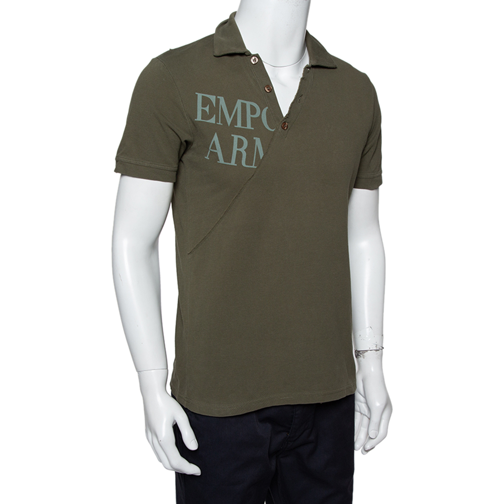 

Emporio Armani Khaki Green Cotton Polo T-Shirt