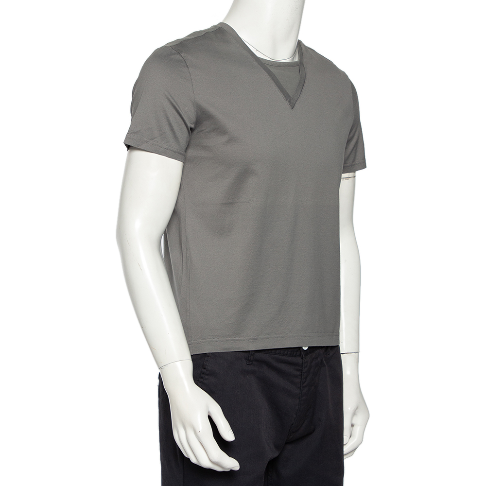 

Emporio Armani Grey Cotton Contrast Trim T-Shirt