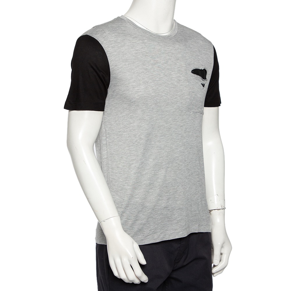 

Emporio Armani Grey & Black Knit Pocket Detail Crewneck T-Shirt