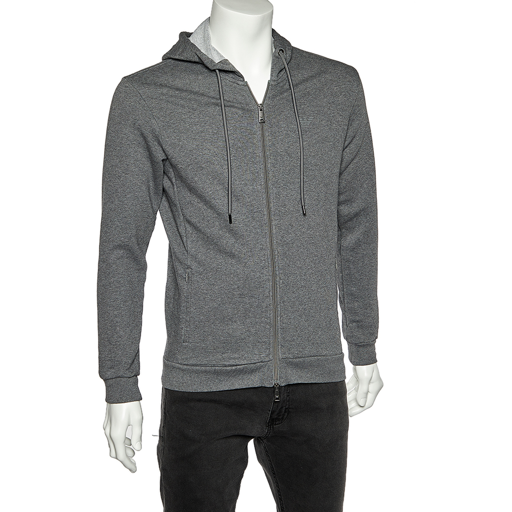 

Emporio Armani Grey Cotton Knit Hooded Sweatshirt