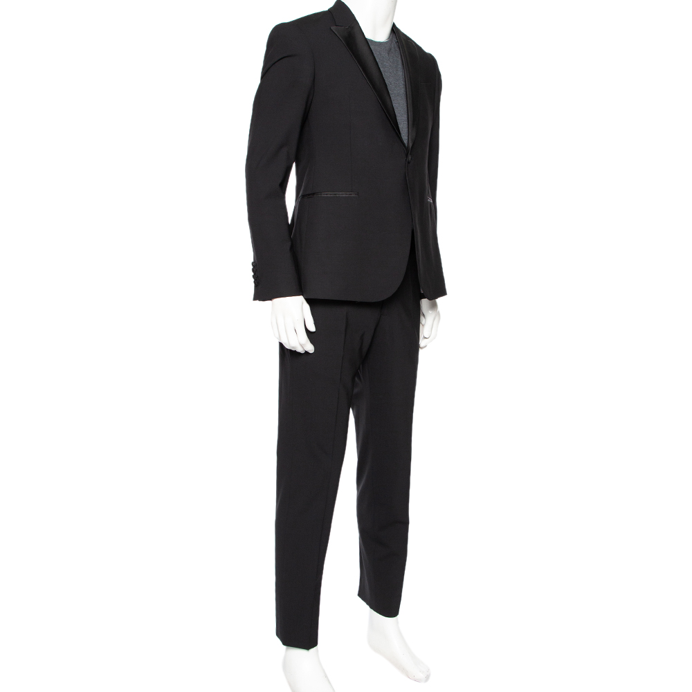 

Emporio Armani Black Wool Silk Trimmed Single Breasted Tuxedo Suit