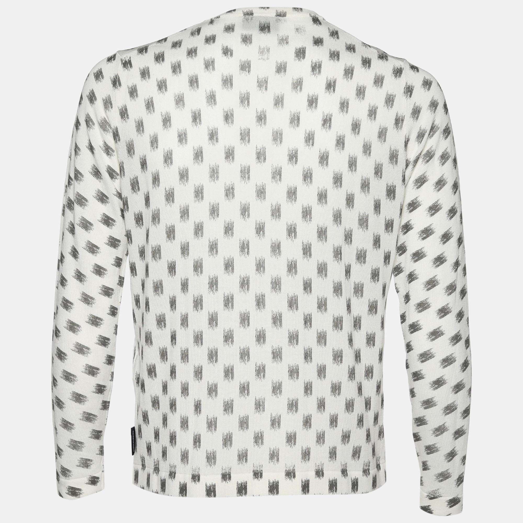 

Emporio Armani White Printed Cotton Knit Round Neck Sweater