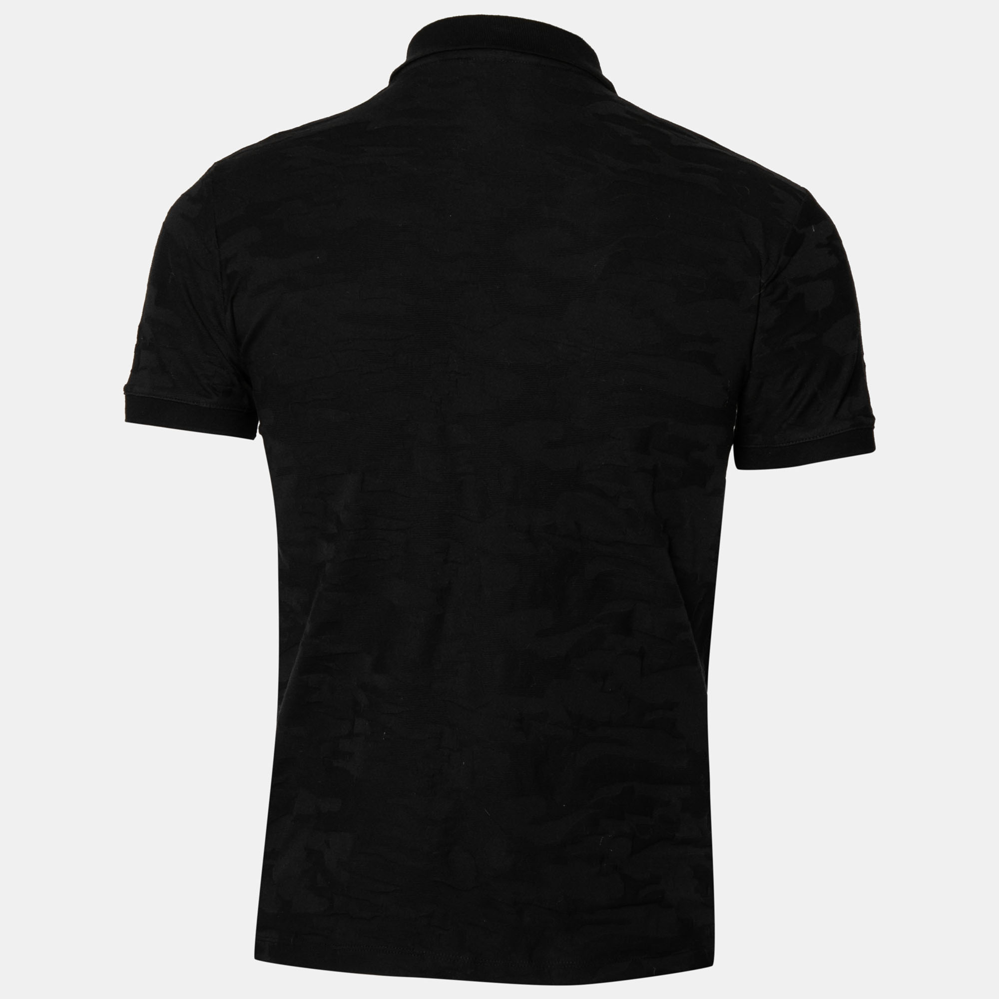 

Emporio Armani Black Patterned Cotton Polo T-Shirt