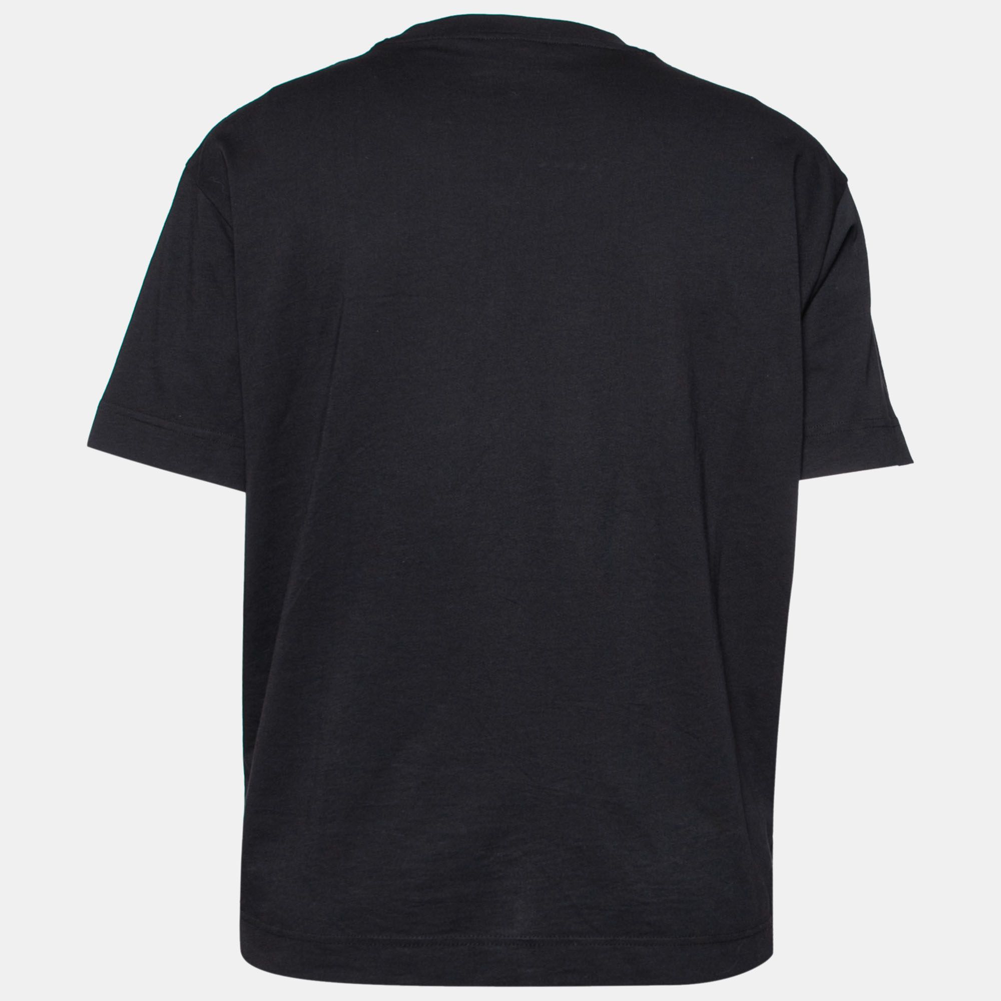 

Emporio Armani Black Cotton Logo Printed Crew Neck T-Shirt