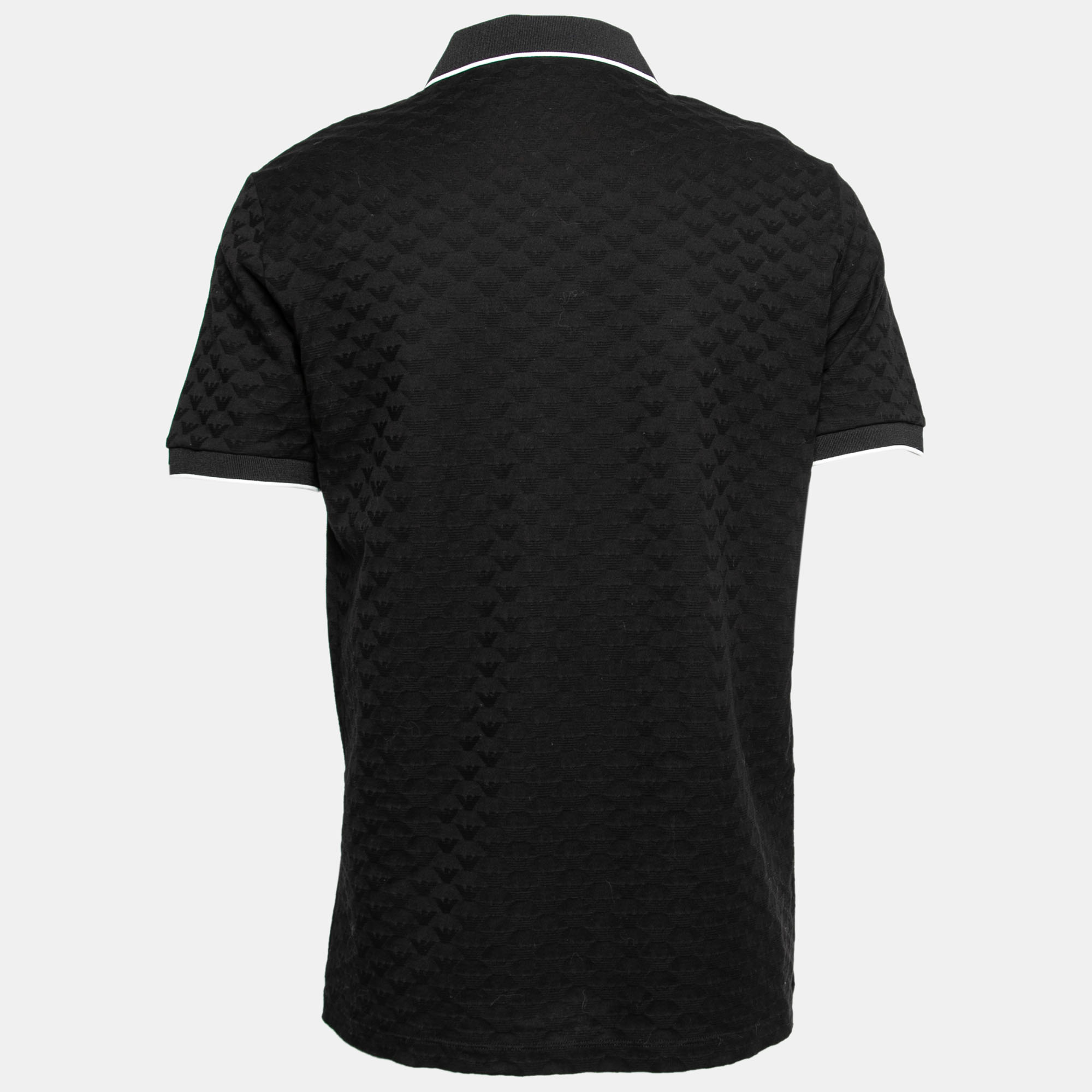 

Emporio Armani Black Textured Knit Short Sleeve Polo T-Shirt