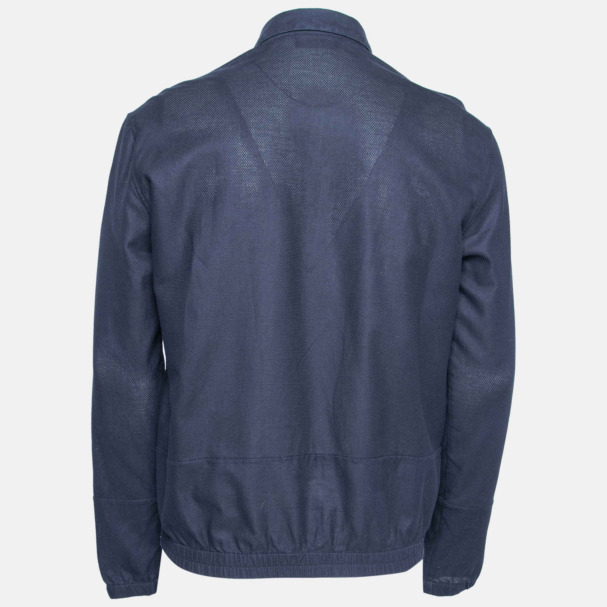 

Emporio Armani Navy Blue Cotton Zip Front Lightweight Jacket