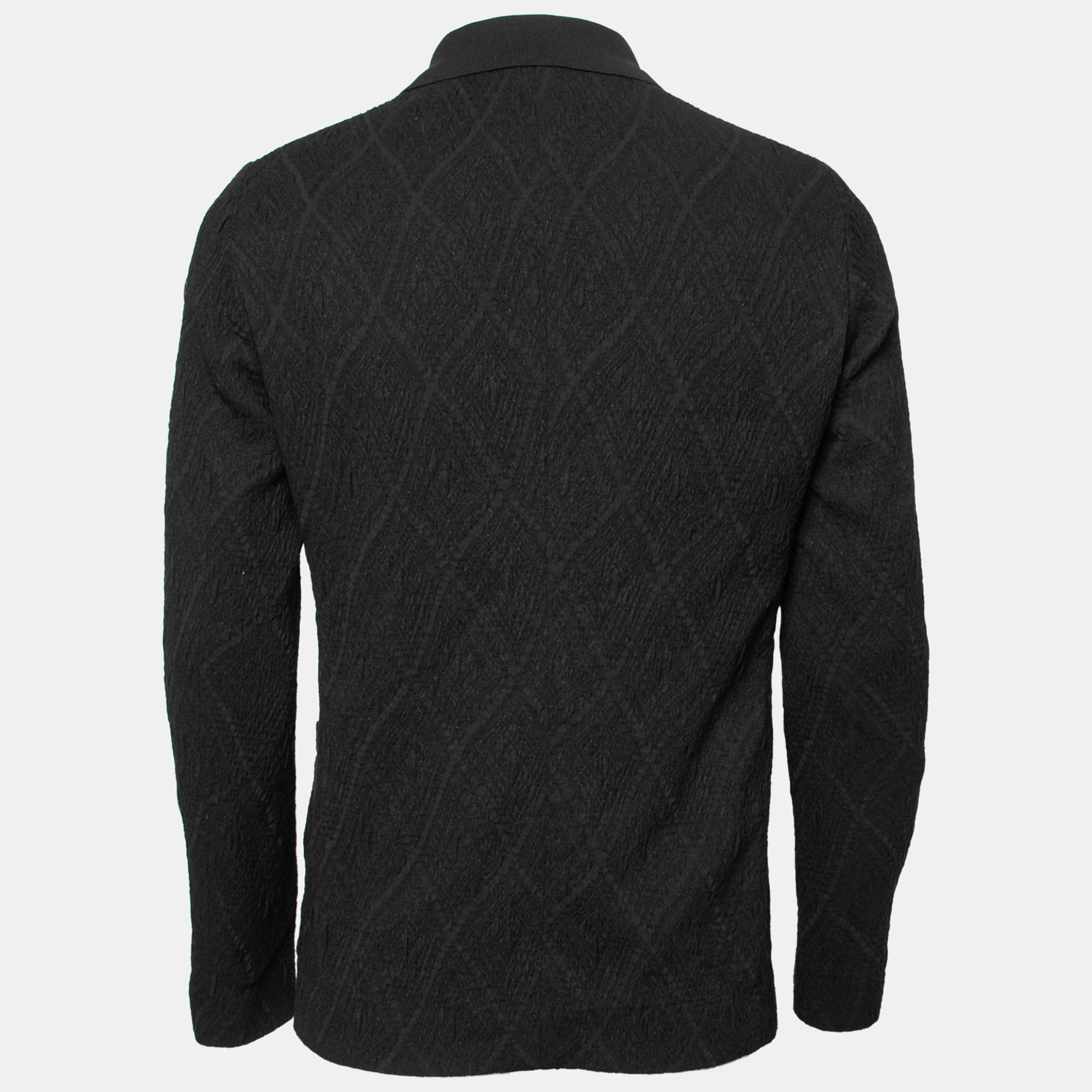 

Emporio Armani Black Textured Knit Double Breasted Jacket