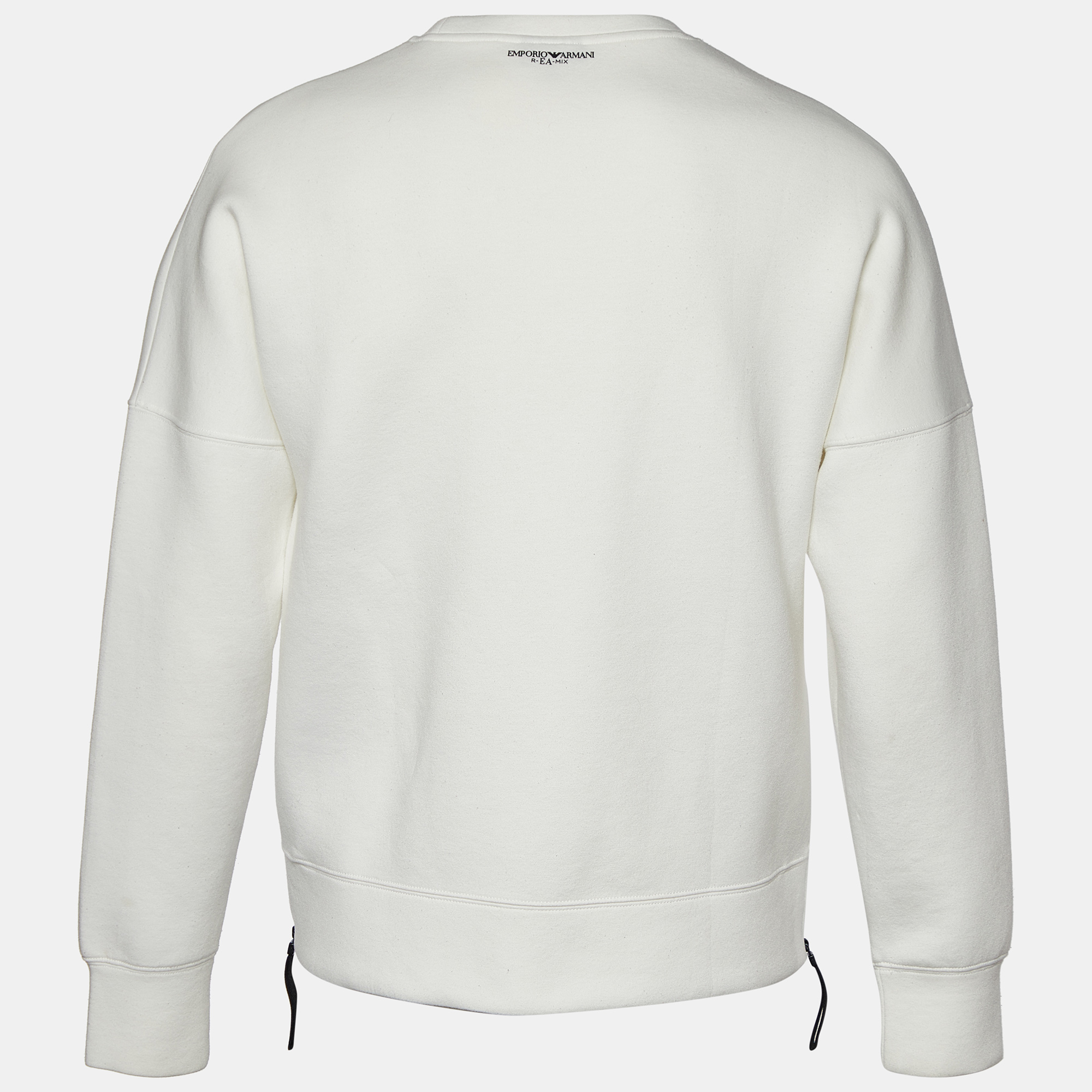 

Emporio Armani R-EA-Mix White Embossed Logo Print Knit Sweatshirt