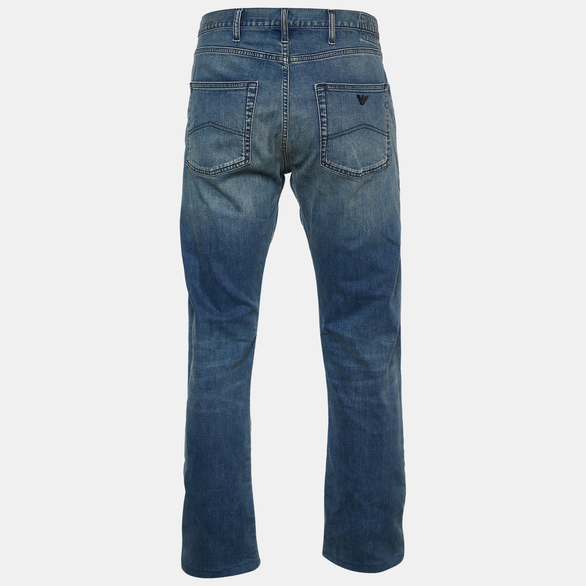 

Emporio Armani Navy Blue Denim Straight Leg Jeans  Waist 37.5