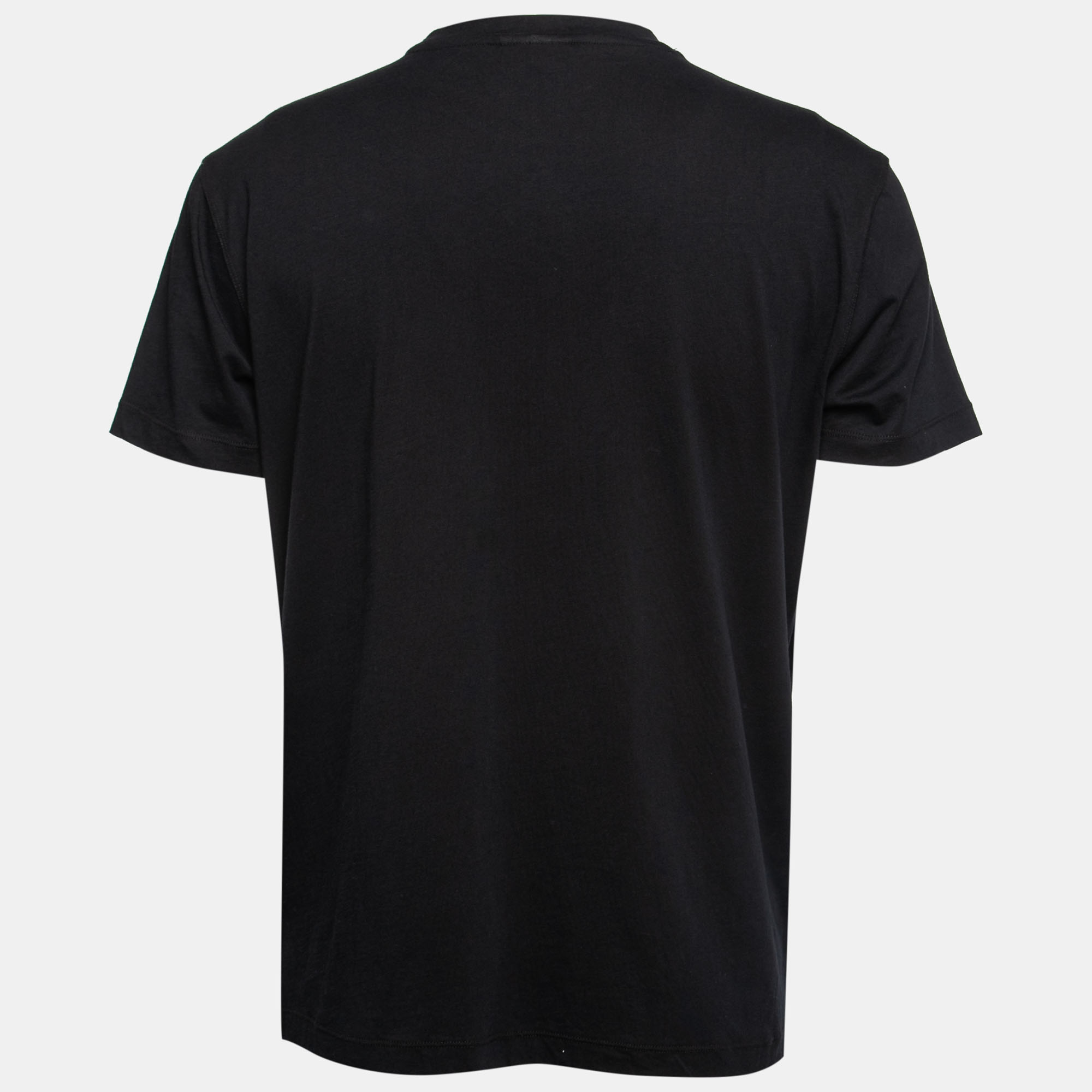 

Emporio Armani Black Cotton Logo Printed Crew Neck T-Shirt